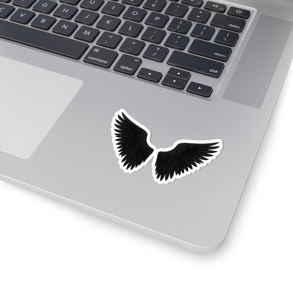 Black Angel Wings Sticker – Gothic Laptop & Skateboard Decal